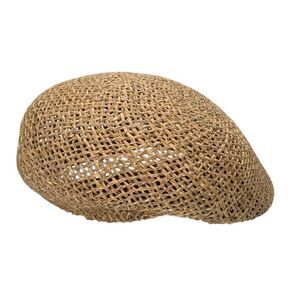 Weatherproof Newsboy Cabbie Woven Hat Sz. M. 100% Seagrass